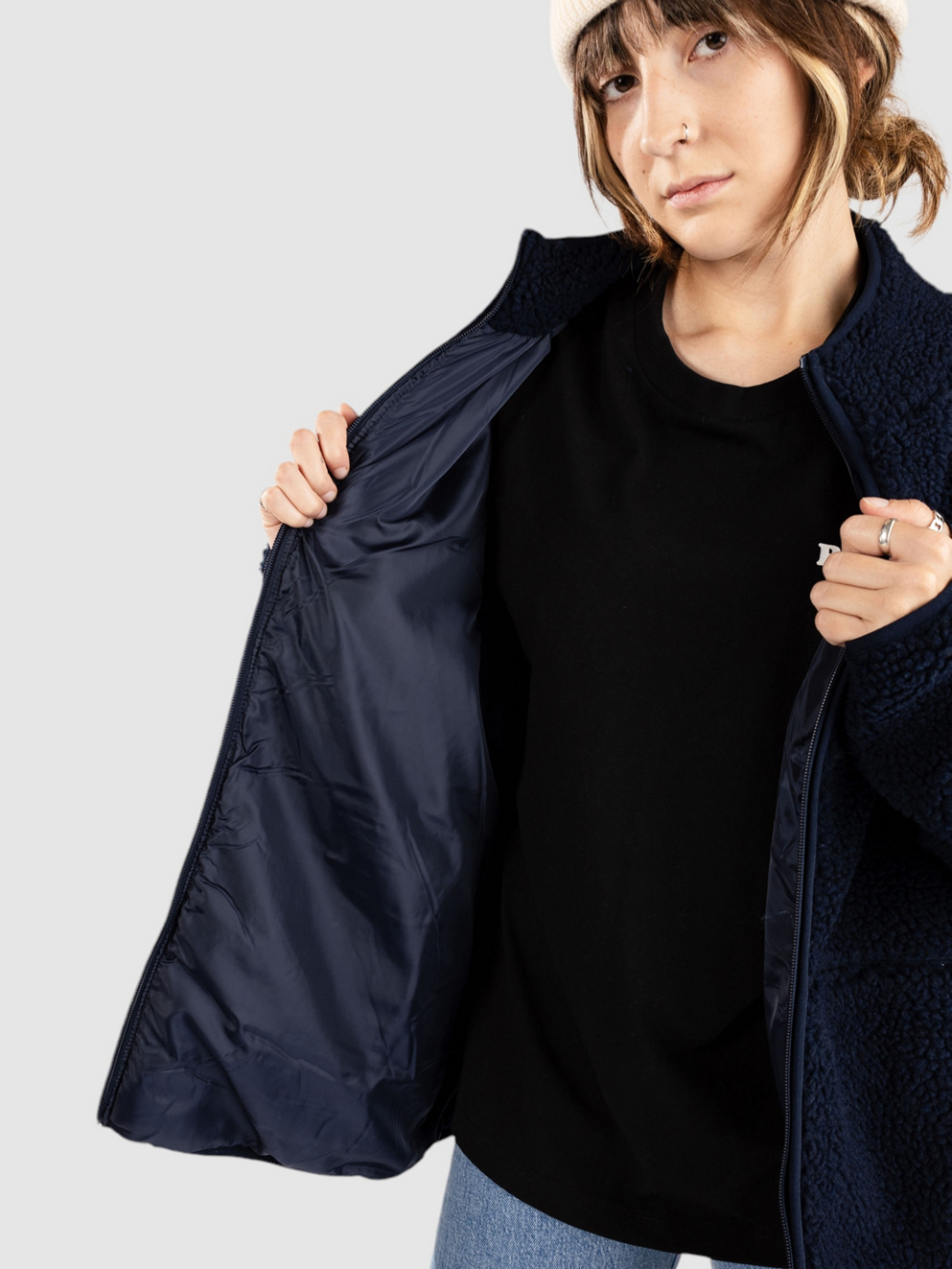 And Feelings Vista Sherpa Fleece Jacket navy