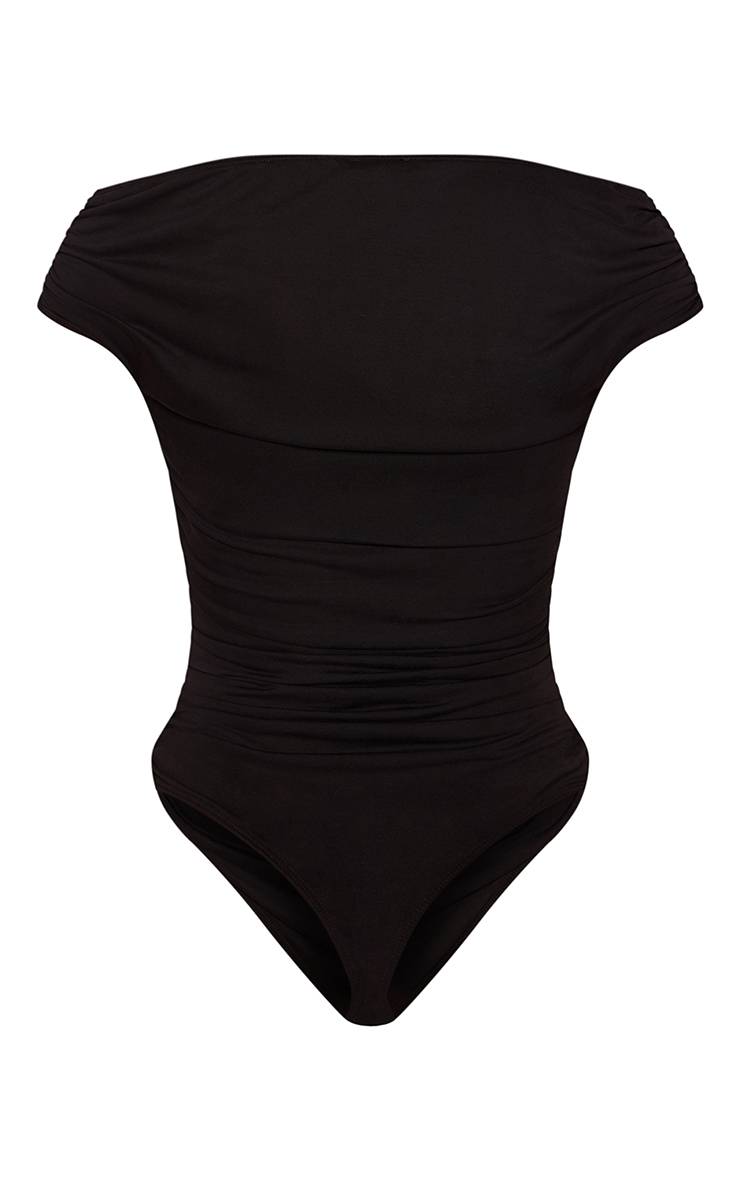 Noir Body Sans Manches À Encolure Asymétrique Toucher Doux
