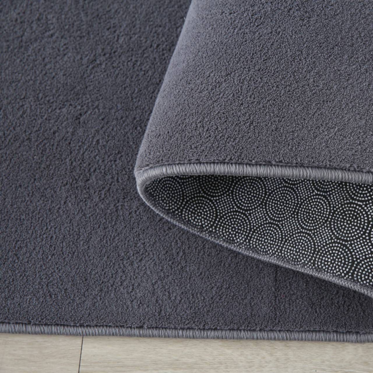 Waschbarer Teppich Wohnzimmer, Kurzflor rutschfest Flauschig Weich, Einfarbig, Felloptik, Super Soft