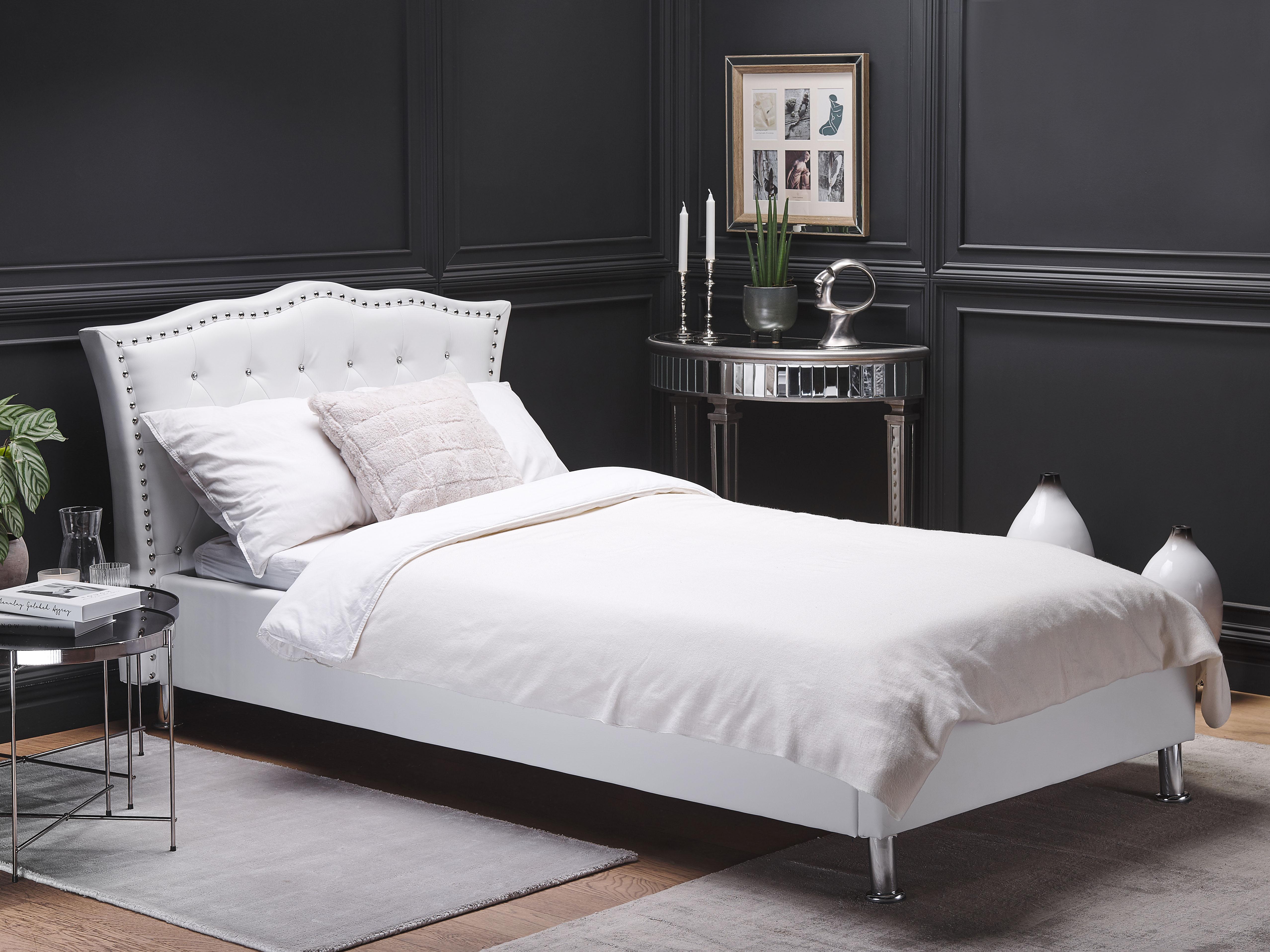 Bed met opbergruimte Kunstleer METZ 90 x 200 cm Wit