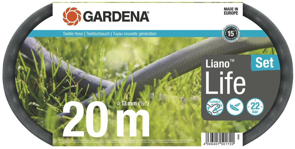 Gardena Liano Life Set - Textiel tuinslang - 13 mm (1/2'') - 20 m - 20 m