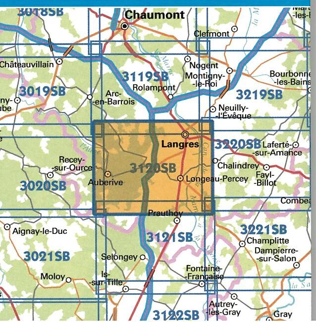 IGN - 3120 SB LANGRES AUBERIVE 1 25 000