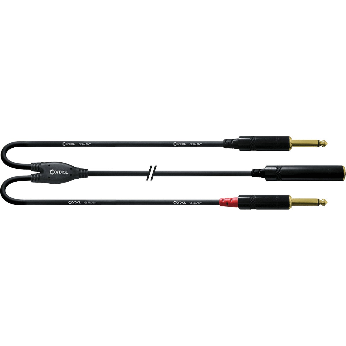 Cordial CFY0.3KPP Intro verloopkabel 6.3mm jack 1x TRS fem - 2x TS male 0.3m