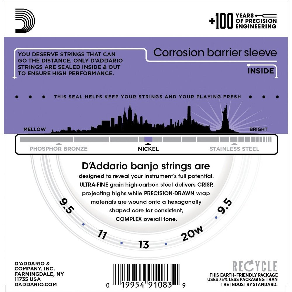D'Addario EJ60+ snarenset voor vijf-snarige banjos