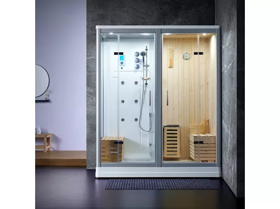Combi Sauna Douche Hammam Boreal® SH180-D Blanc Gauche