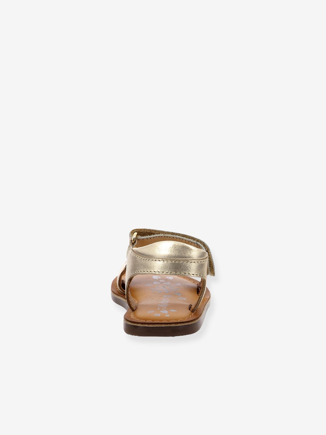 Sandálias infantis KICKERS® Dyastar em couro dourado