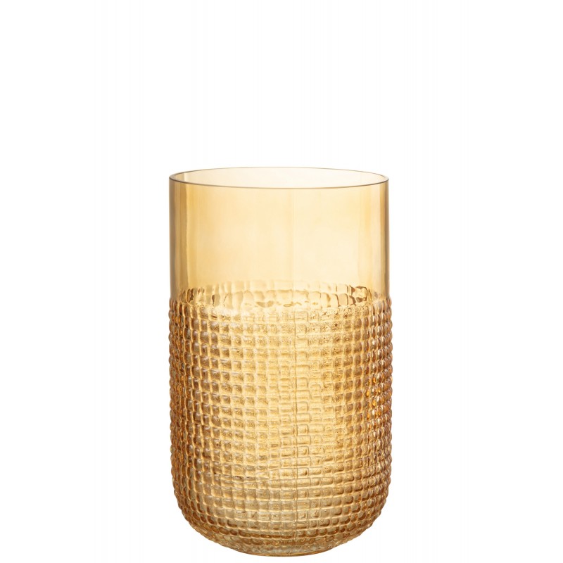 Vase en verre orange avec motif l15*l15*h25cm