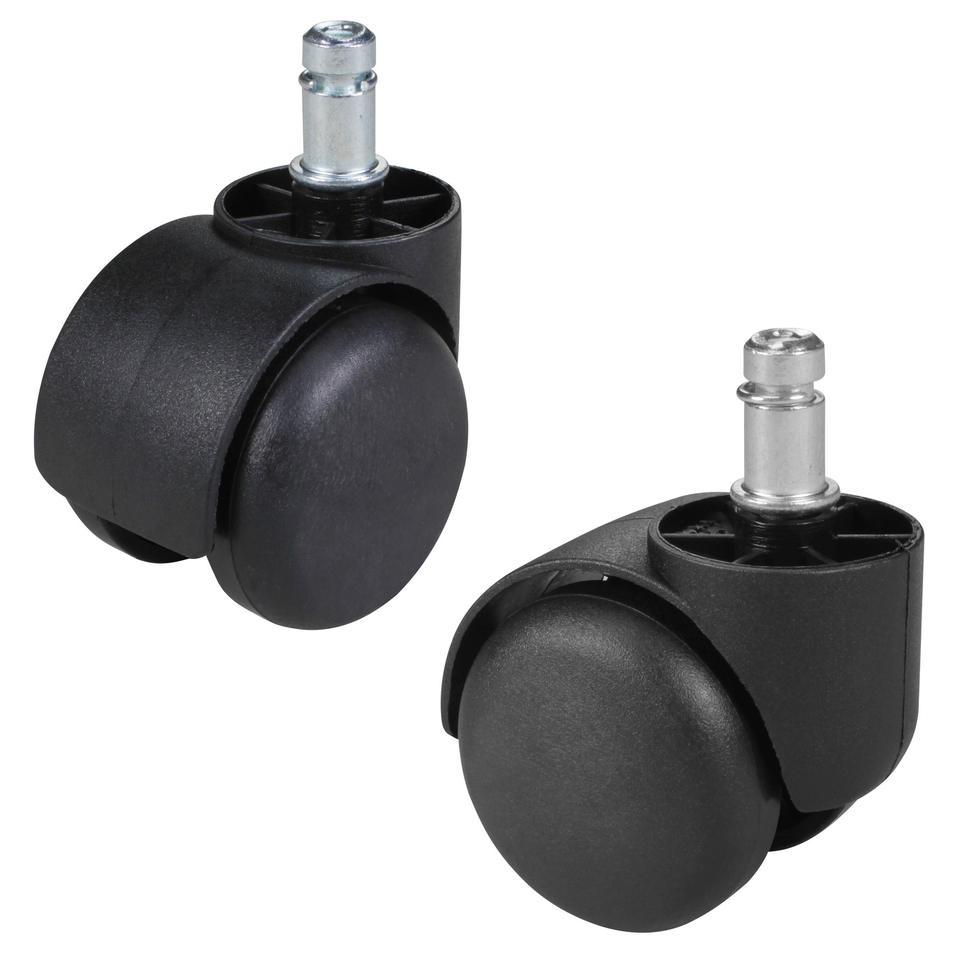 KADIMA DESIGN Gebremste Bürostuhlrollen für Teppichböden: 5er Set, 50 mm Durchmesser, Kunststoff, geeignet für Teppich/Filz.