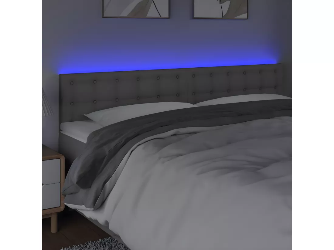 Tête de lit à LED Gris 200x5x78/88 cm Similicuir