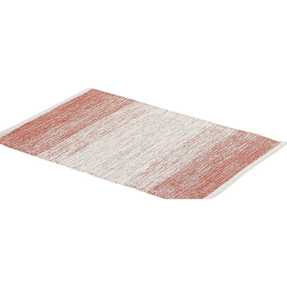 Tapis rectangulaire dégradé rayure blanche et rouge teck