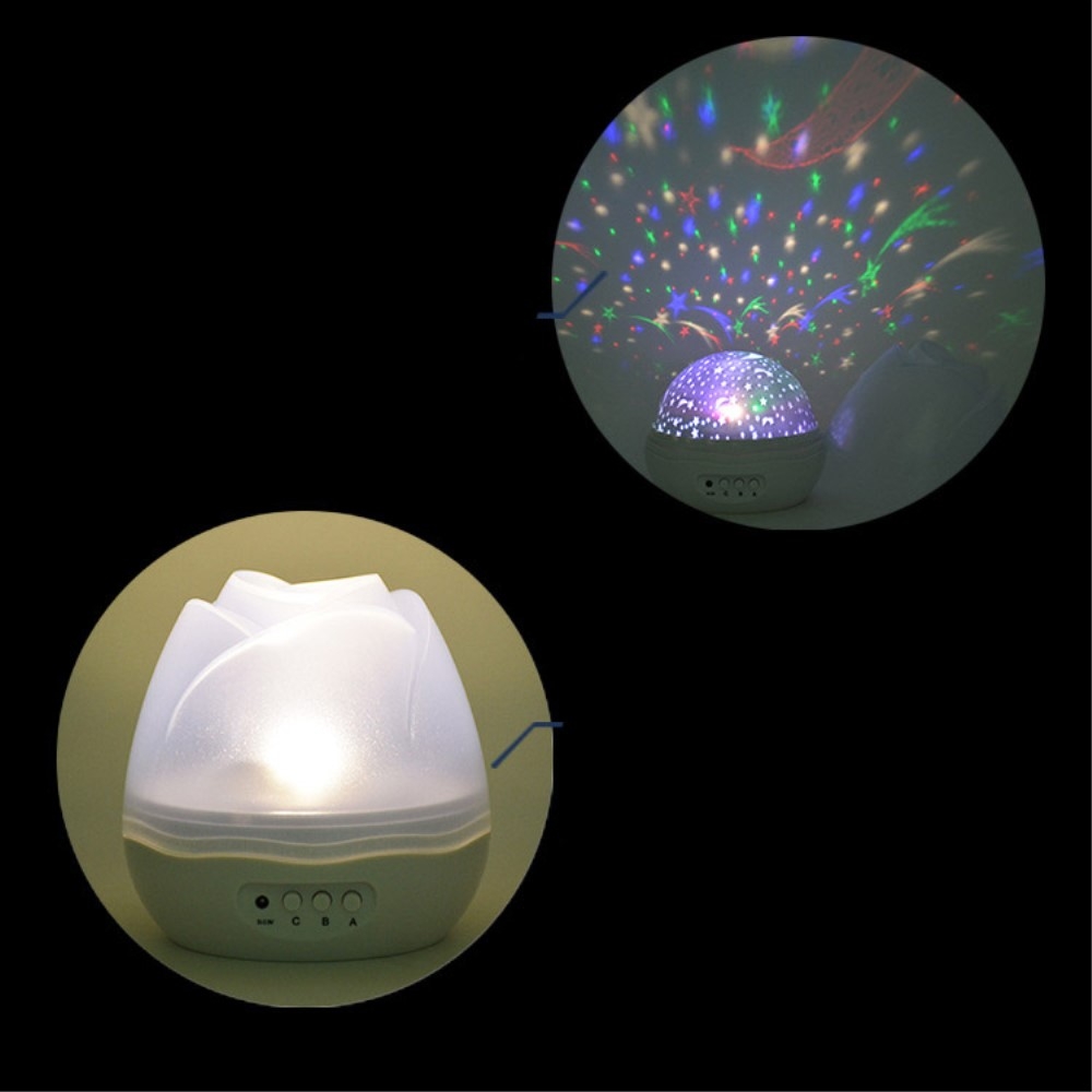 Mini LED Sternenhimmel Projektor 360° Rotierendes Kinder Nachtlicht USB Galaxy Nachttisch Lampe mit 8 Leuchtmodi (USB/Batteriebetrieben) - Blau