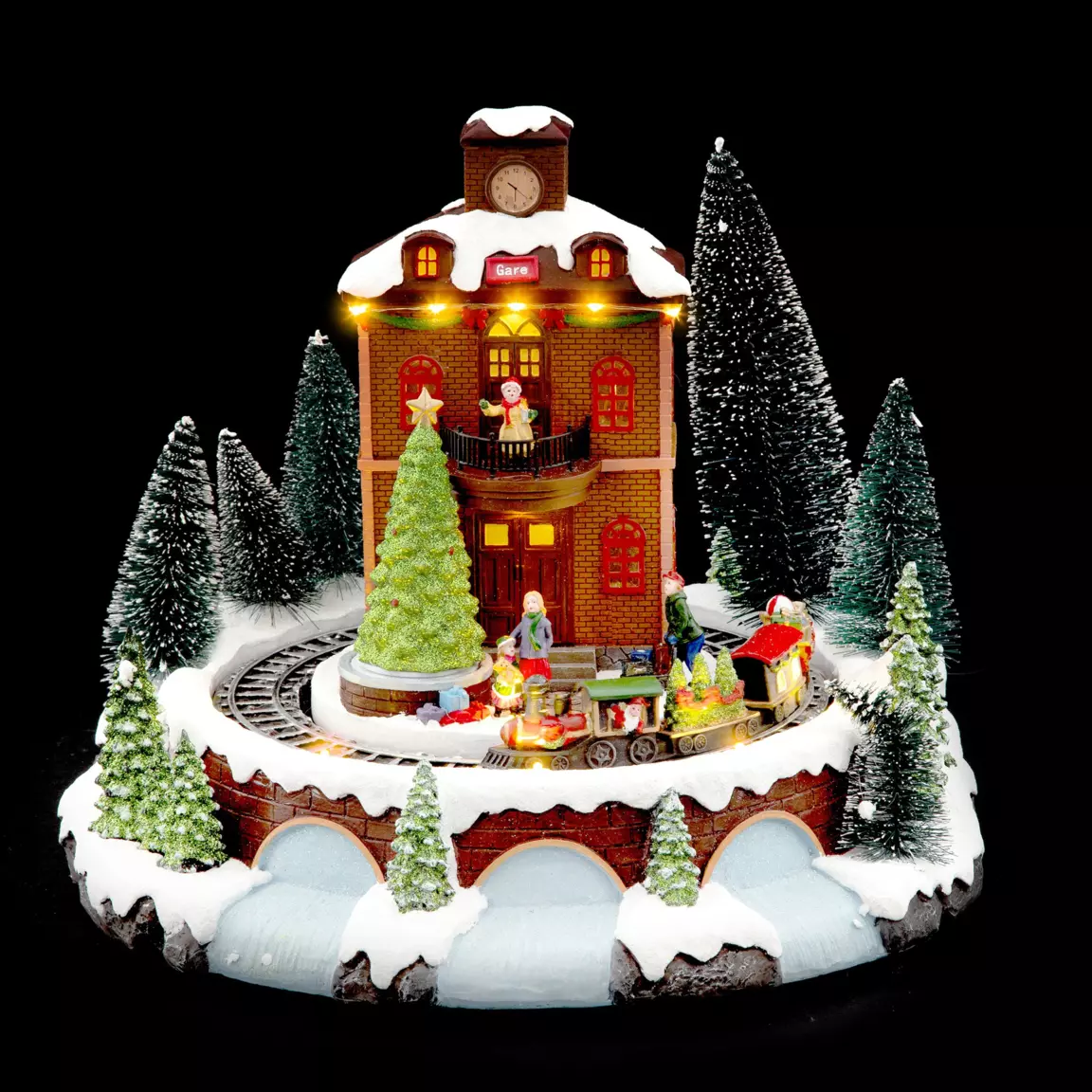 Village de Noël lumineux Train en Gare