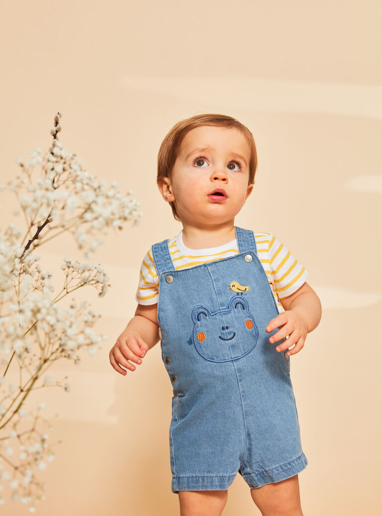 Salopette courte bleue en denim