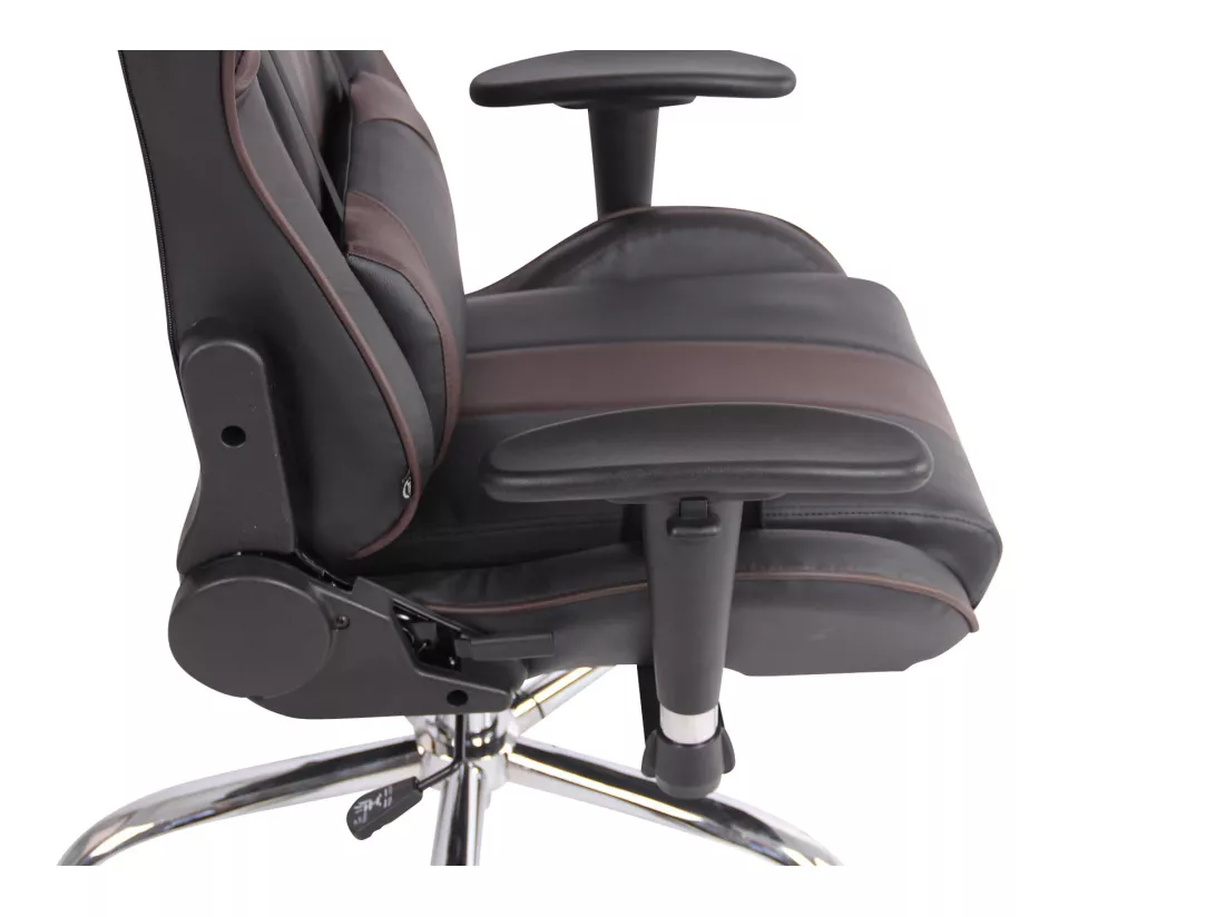 Chaise de bureau - Similicuir & Métal chromé - Noir / Marron - Limit XM