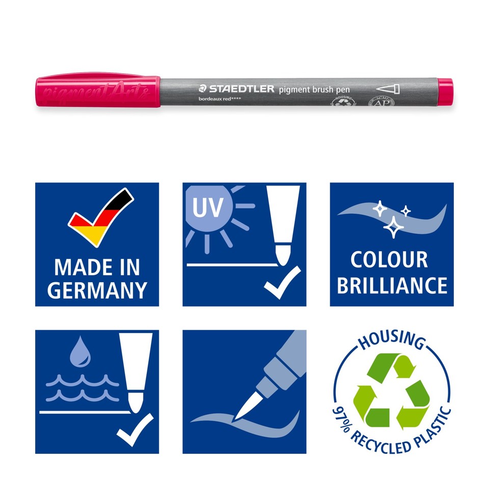Staedtler - Brush Pen Pigment Pastel 6 Stk assorteret