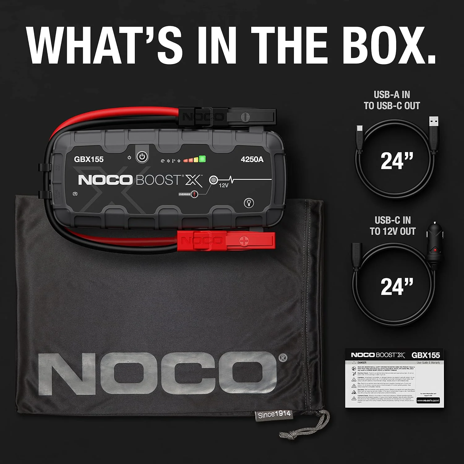 NOCO Boost X GBX155 Booster Batterie 4250A USB-C pour moteur essence/diesel