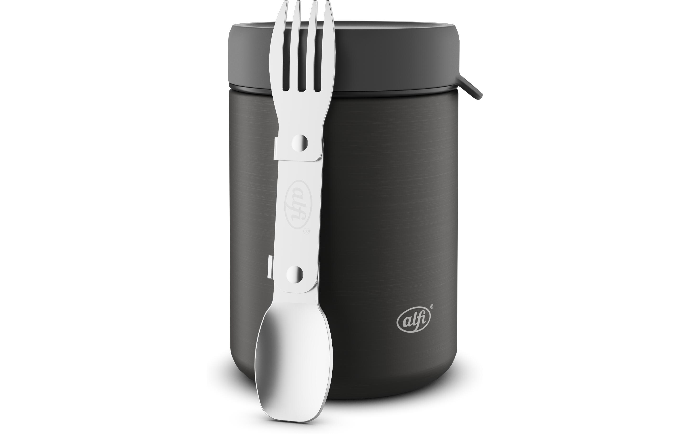 Thermo-Foodbehälter 0.35 l, Schwarz MattOutdoor-Behälter aus Edelstahl mit Göffel