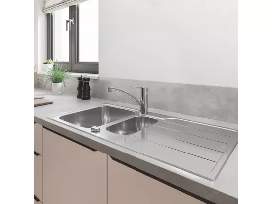 Robinet de cuisine monocommande bec bas GROHE Start 2021 + microfibre