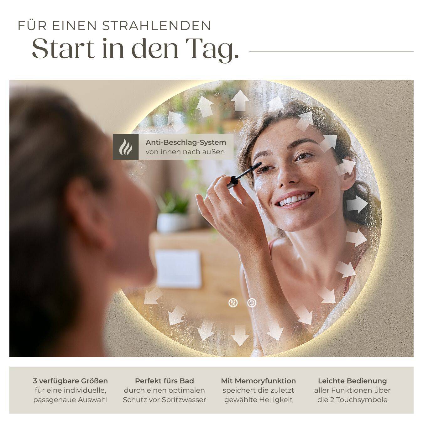 Runder LED Badezimmerspiegel Aurora
