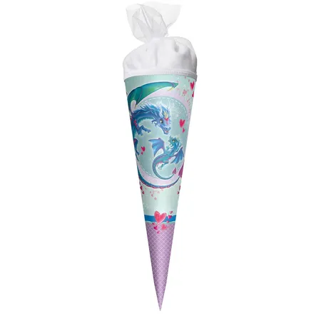 Roth Motiv-Schultüte Drachenliebe mit Tüllverschluss, rund, 35 cm