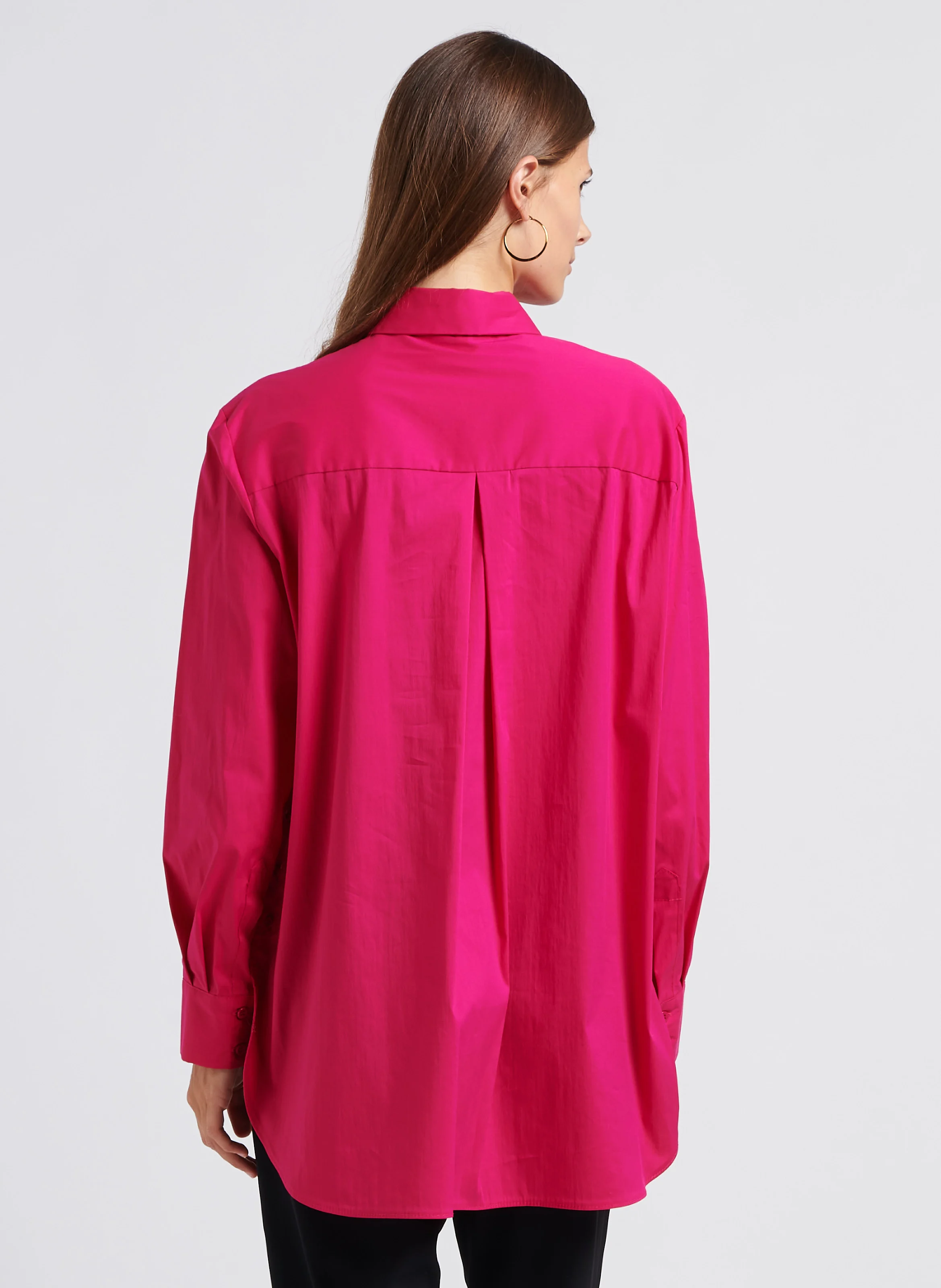 Chemise asymétrique col classique en coton mélangé | Rose