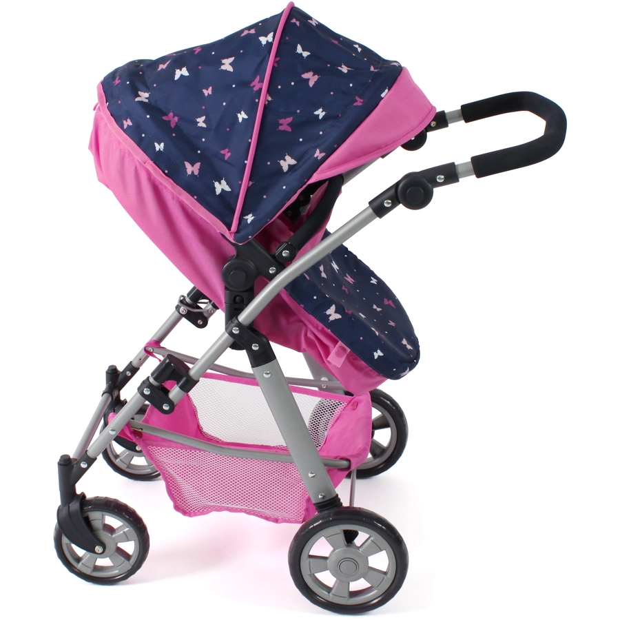 BAYER CHIC 2000 Kombi-Puppenwagen NELE Butterfly navy-pink