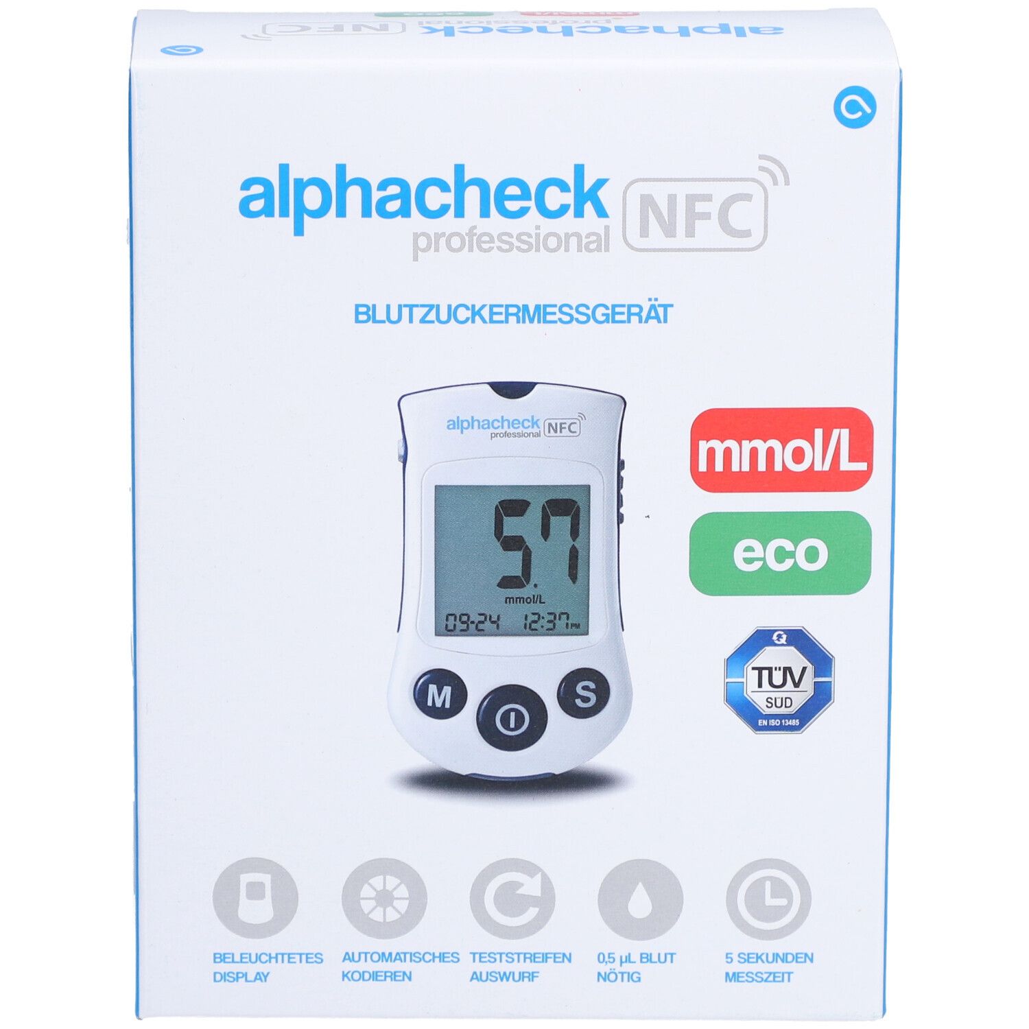 ALPHACHECK® professional Blutzuckermessgerät mmol/l eco