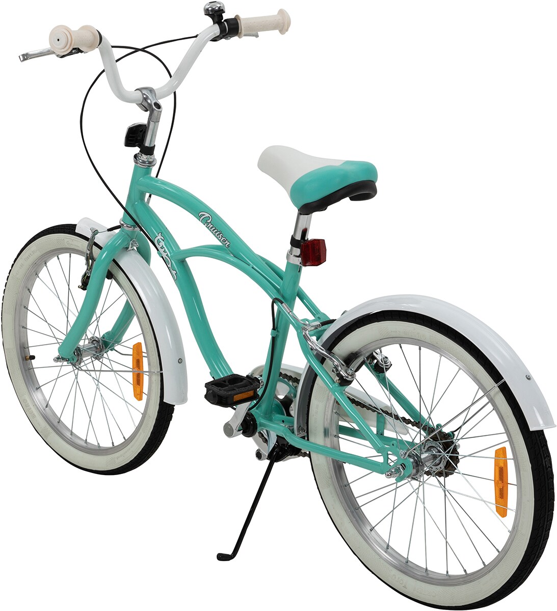 Actionbikes Kinderfahrrad Cruiser 20 Zoll, Rosa/Türkis, verstellbar, Seitenständer, V-Brake-Bremsen (Türkis)