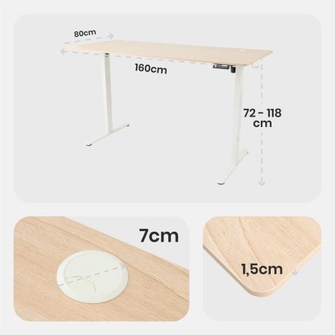 Höhenverstellbarer Schreibtisch 160 x 80 cm