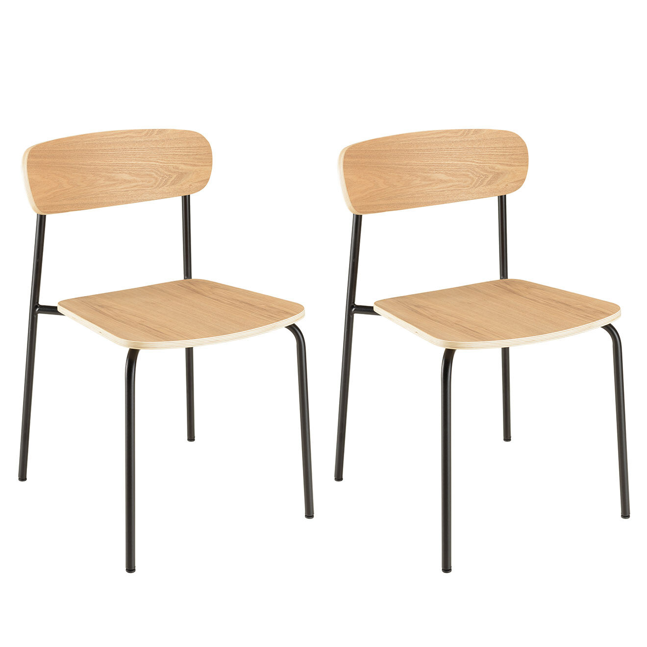 Macabane 2 Chaises d'écolier Tom naturel/noir - 47x51x78 cm