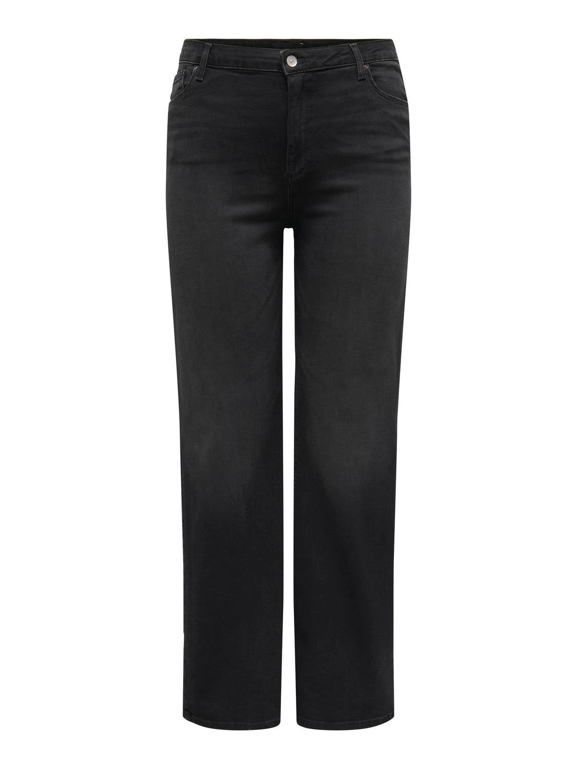 CARWILLY Hohe Taille Weiter Beinschnitt Jeans Black Denim