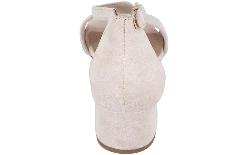 TAMARIS SANDAL I NUDE TEKSTIL PÅ HÆL