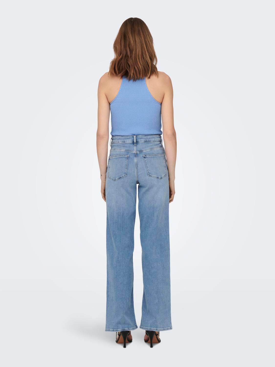 ONLMADISON Hohe Taille Weiter Beinschnitt Jeans Light Blue Denim