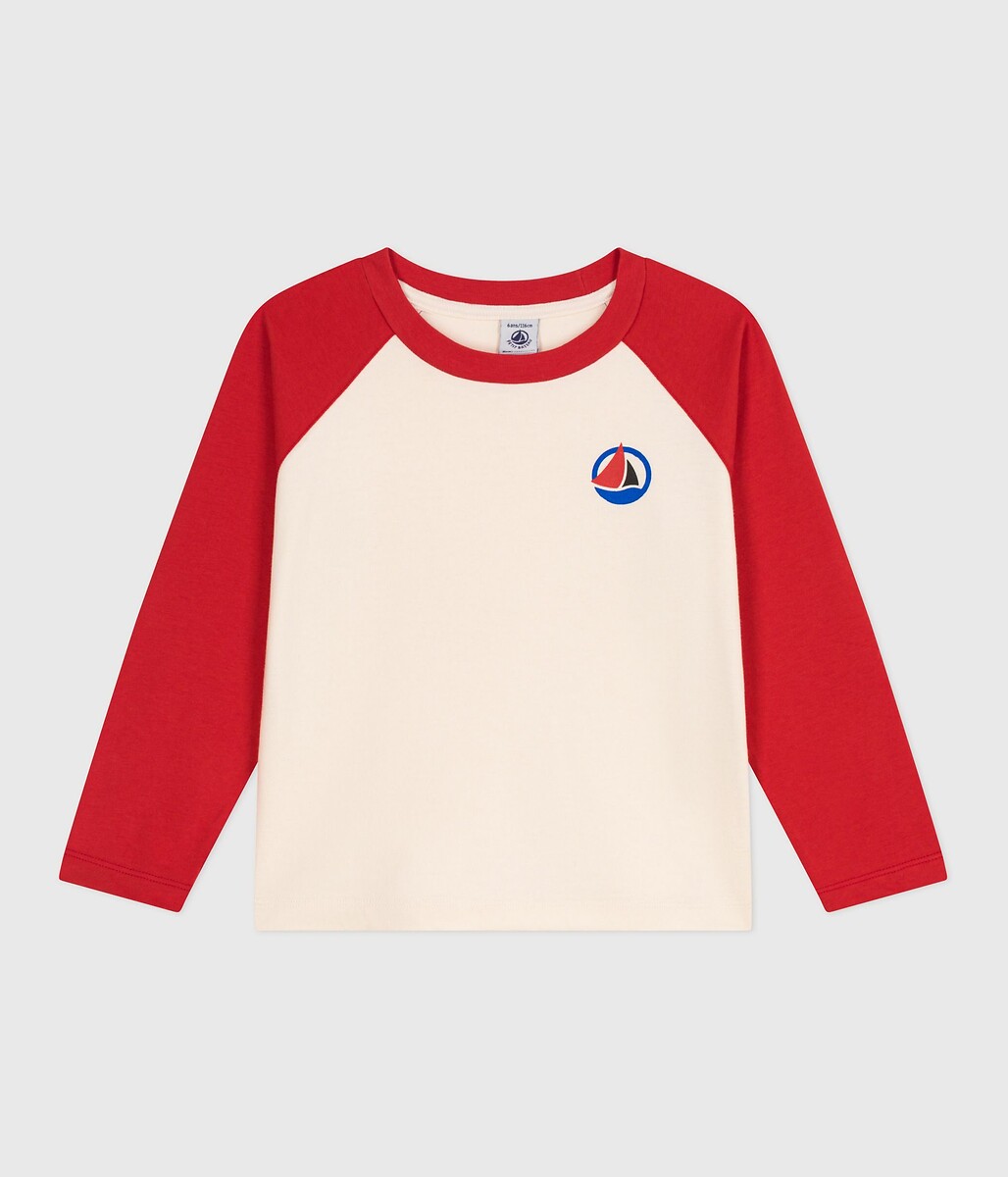 PETIT BATEAU<br>Camiseta de manga comprida em algodão com blocos de cor