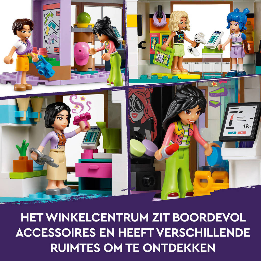 Mooie complete set voor uren bouw- en speelplezierHeartlake City winkelcentrum Speelgoedwinkel en Poppetjes Bouwpakket 42604