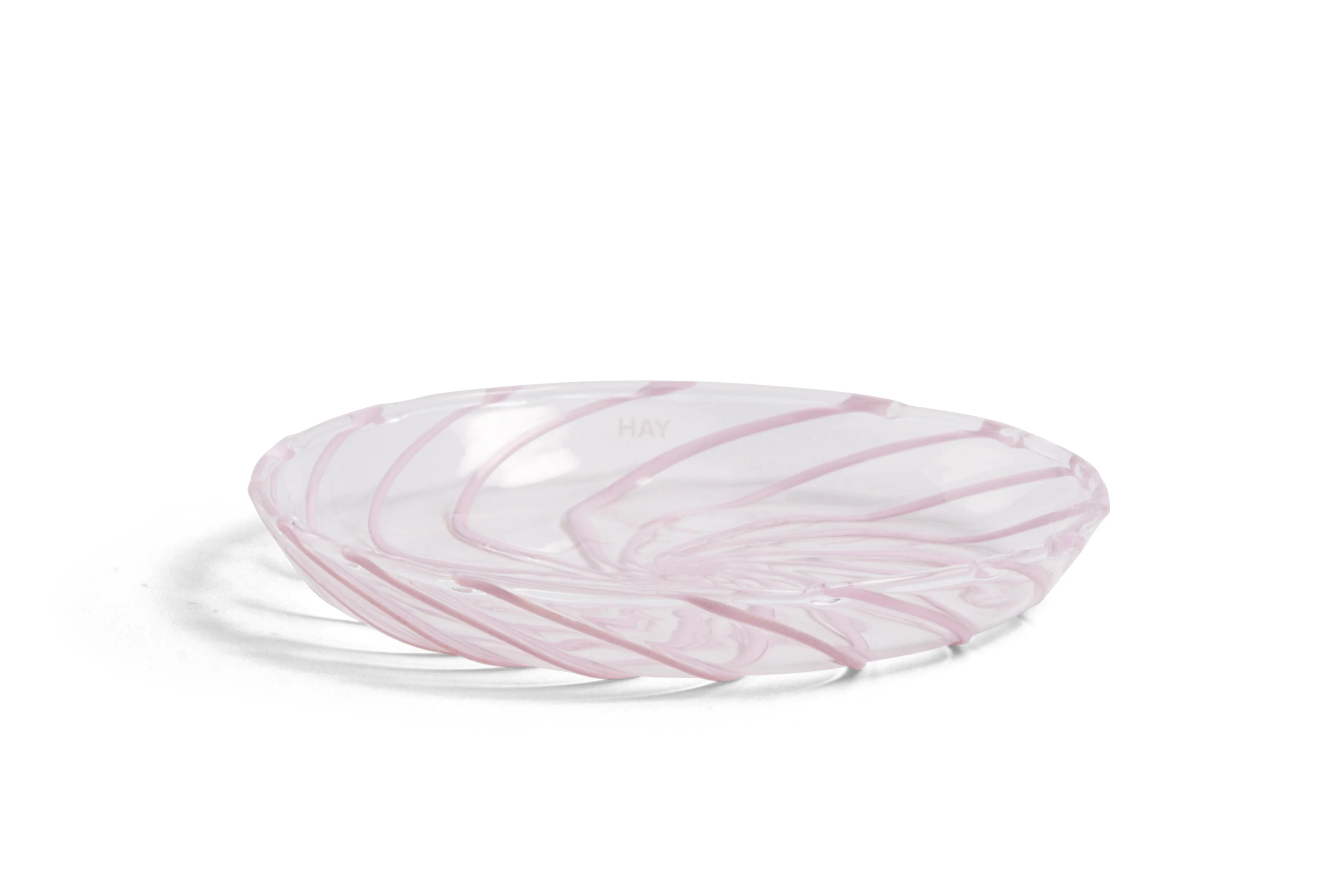 HAY  Spin Saucer, sæt af 2  - Clear with pink stripe