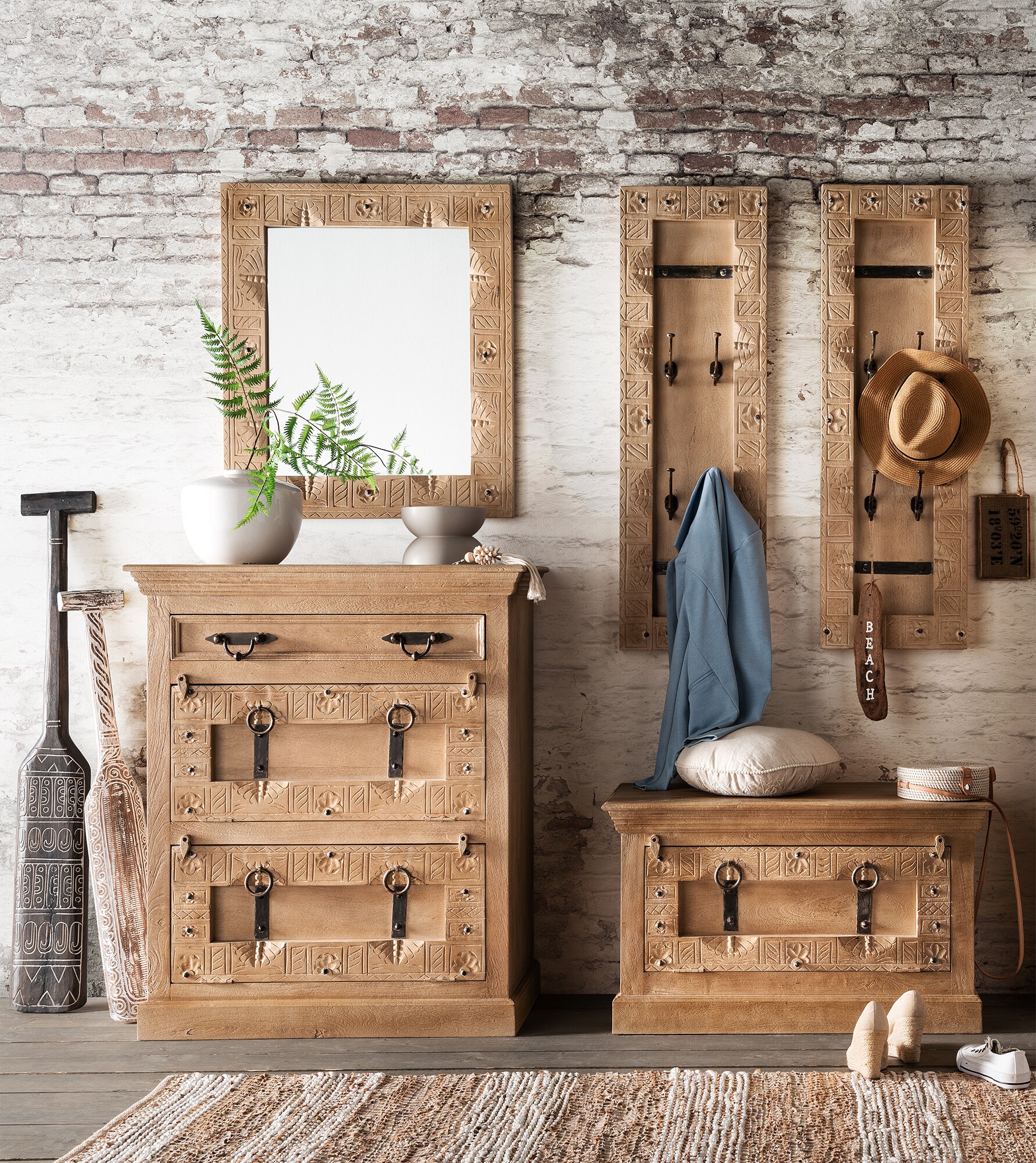 Garderoben Set Schuhschrank Garderobenpaneel Kleiderschrank Garderobenschrank