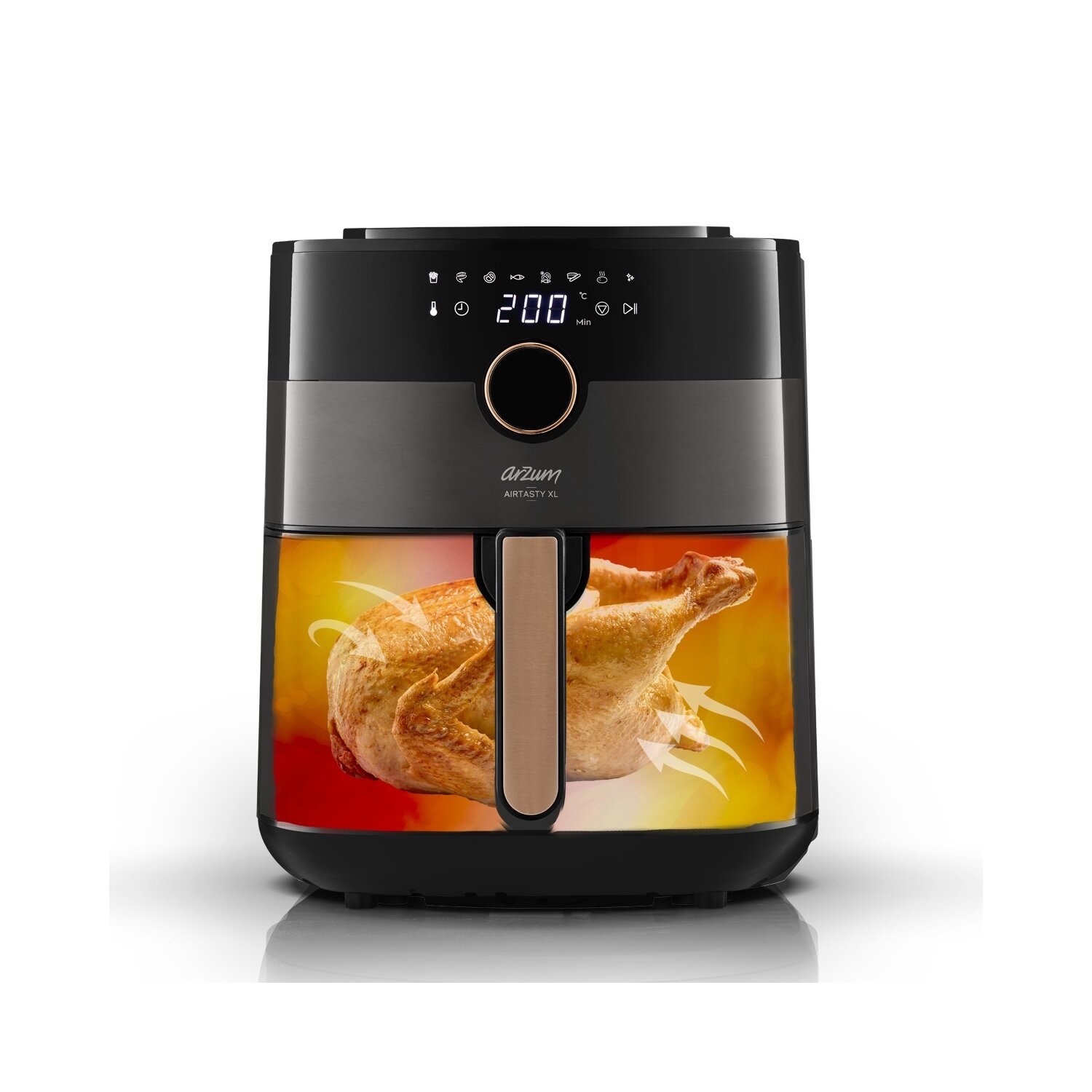 Heißluftfritteuse Air Fryer Schwarz/Kupfer
