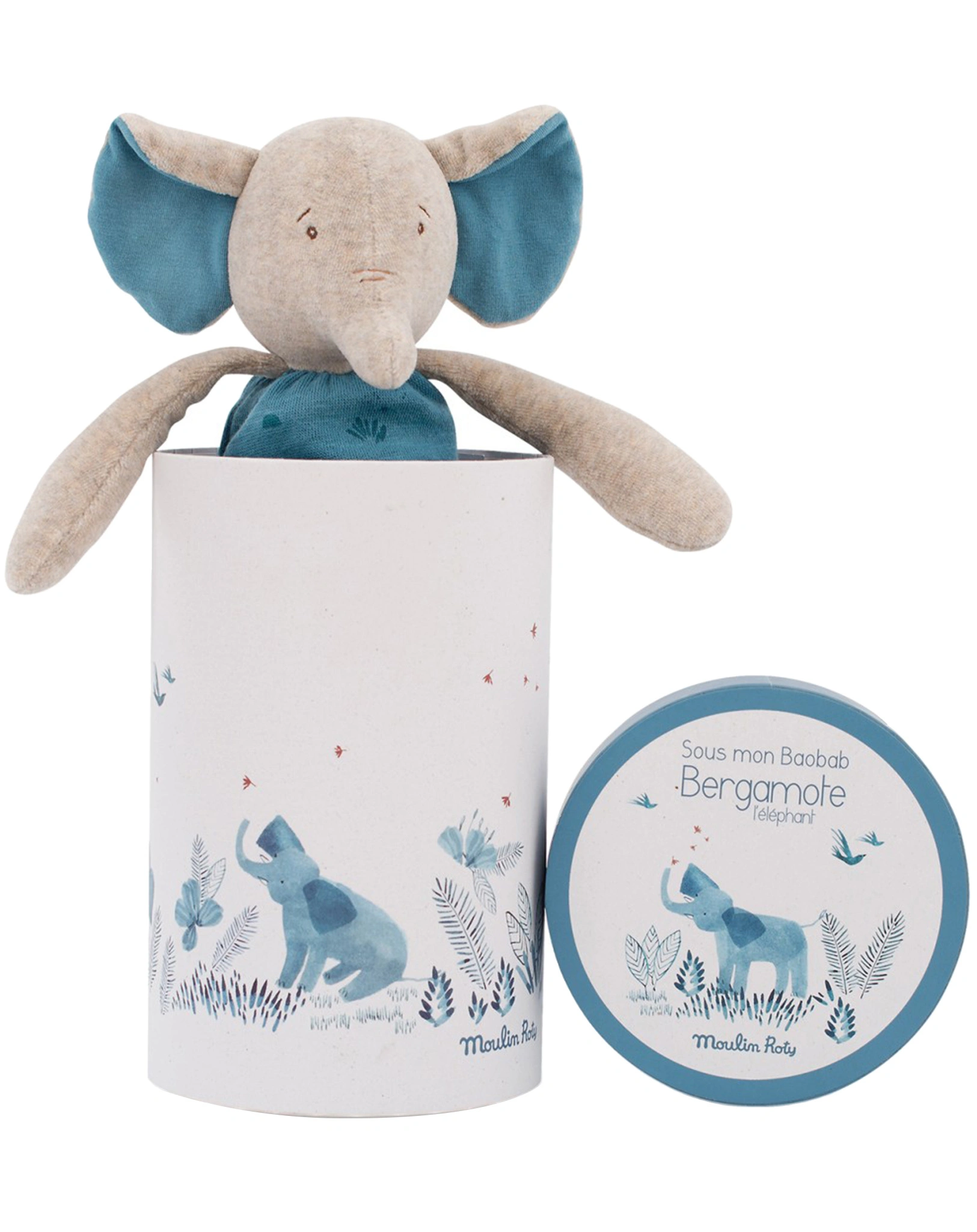 Kuscheltier ELEFANT BERGAMOTTE (37cm) in blau