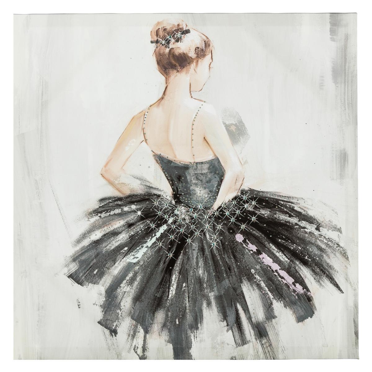 TOILE IMPRIMEE ET STRASS DANSEUSE D.48X48CM