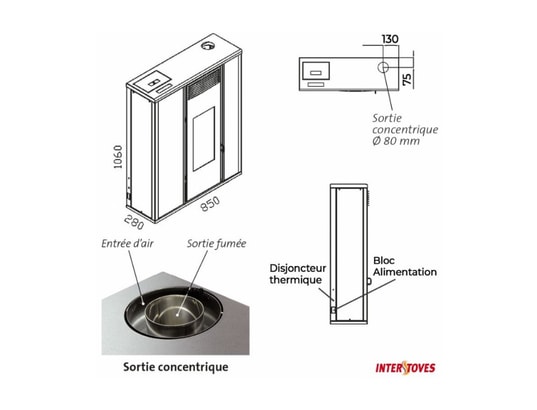 INTERSTOVES - Poêle à granulés Pack poêle à granules tessa 10kw etanche sortie concentrique...