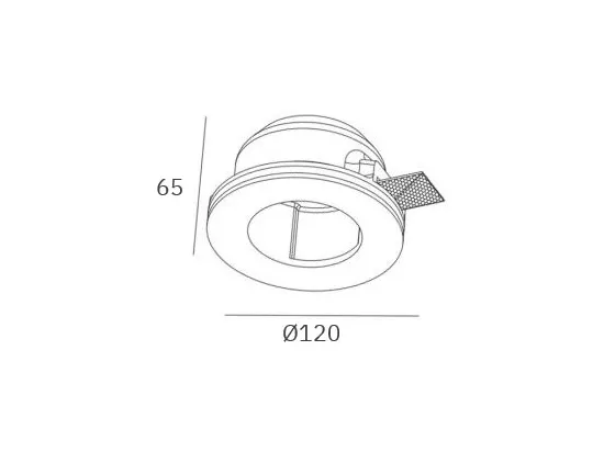 Collerette Downlight Intégration Plâtre/Pladur Ronde pour Ampoule LED GU10/GU5.3 Coupe Ø133 mm Blanc