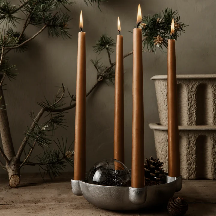 Ferm Living - Bowl Aluminium Kerzenständer, silber