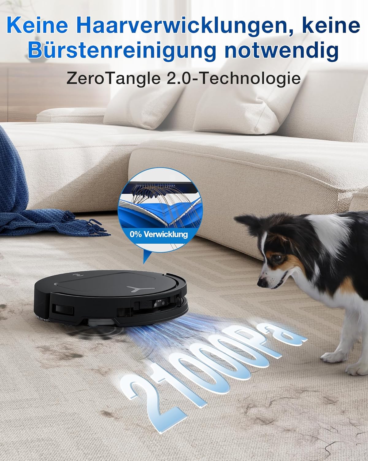 ECOVACS DEEBOT T50 PRO Omni Gen2 Saugroboter mit Wischfunktion, Ausfahrende Seitenbürste und Wischmopp, 21.000 Pa, Auto Zugabe von Reinigungslösung, Moppwäsche mit 75°C heißem Wasser, Ultradünn 81 mm