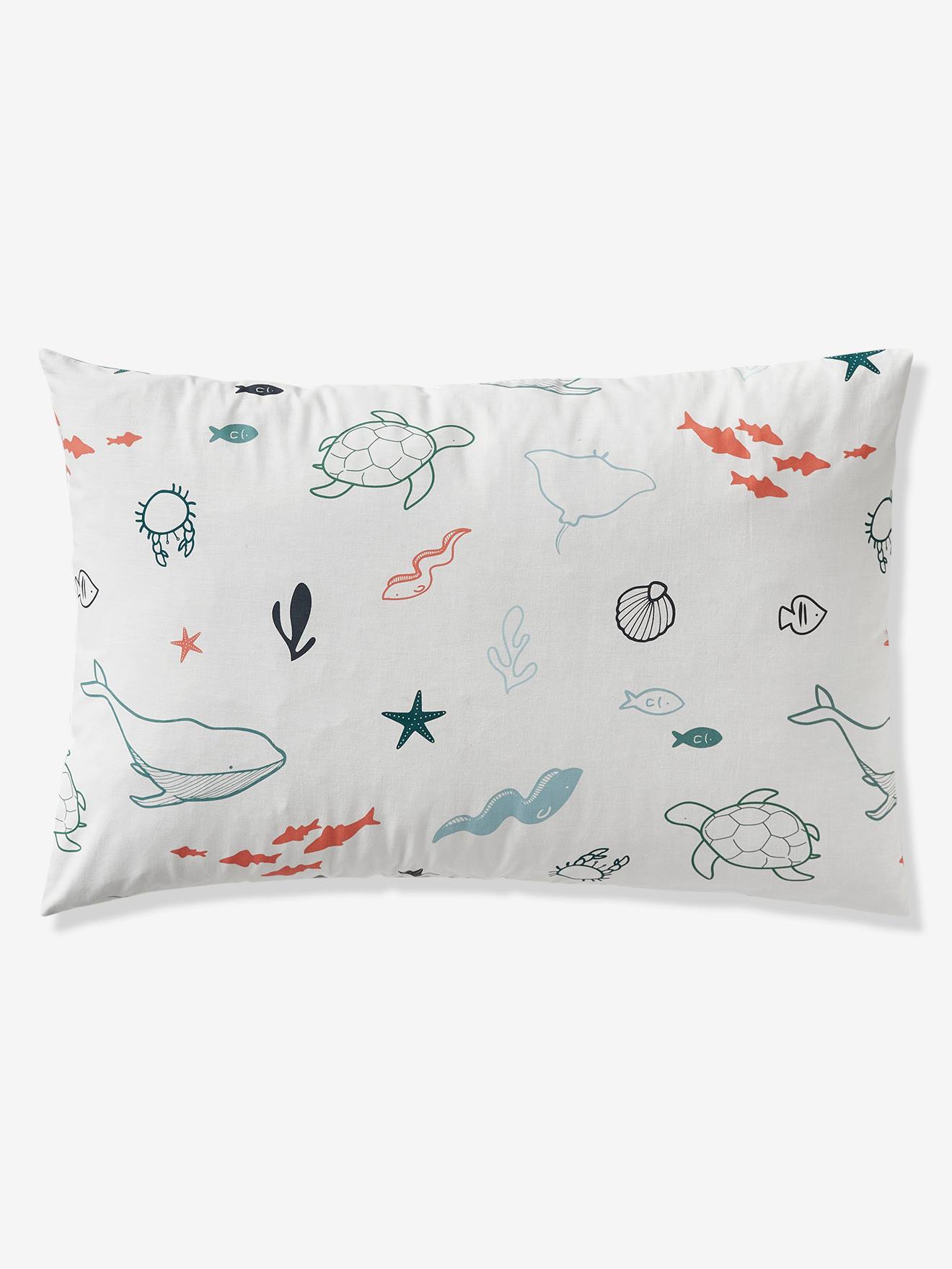 Conjunto infantil de capa de edredom e fronha, estampa Seascape, Basics azul médio