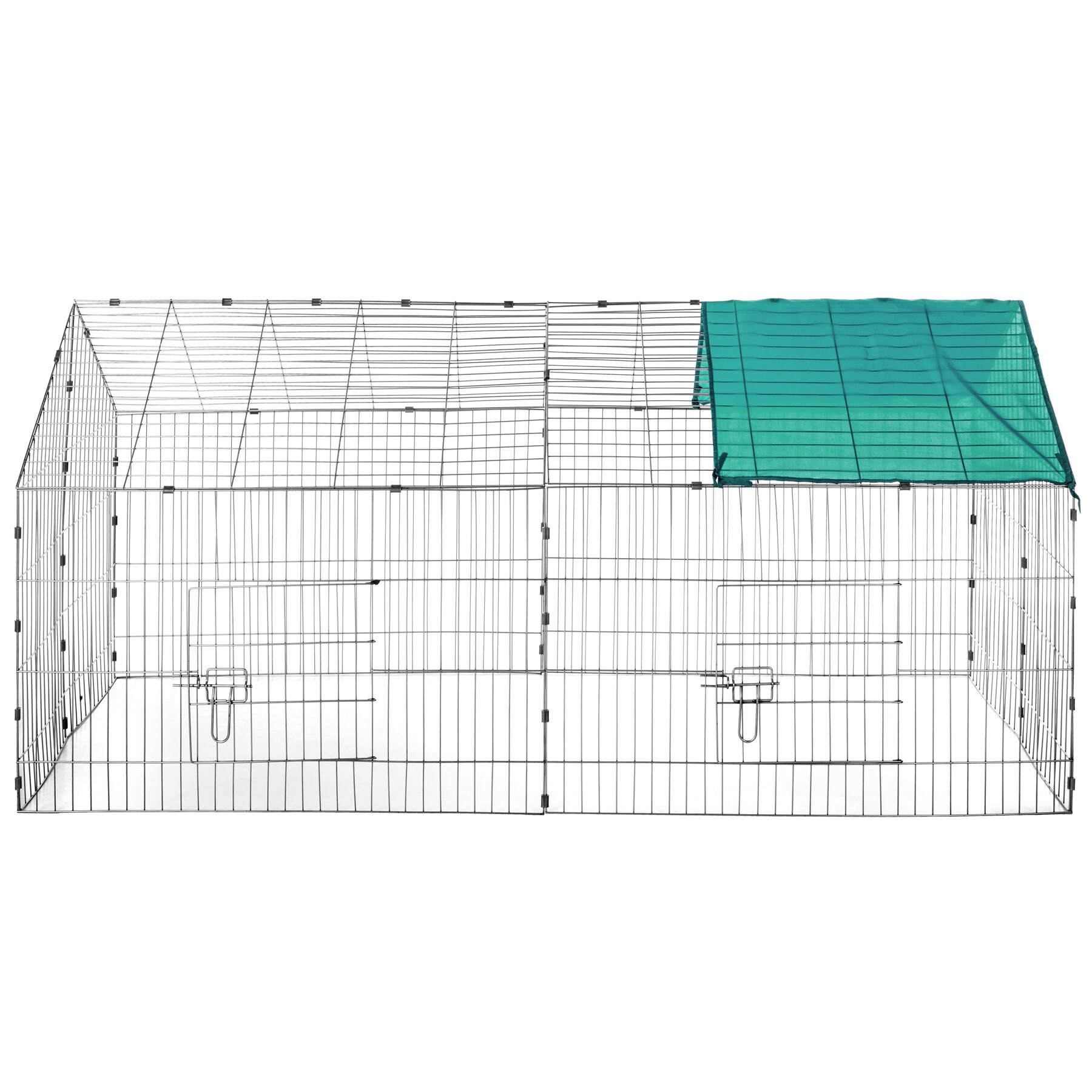 tectake® Freilaufgehege für Kaninchen, aus 12 Gitterelementen, 2 Türen, 180 x 75 x 75 cm