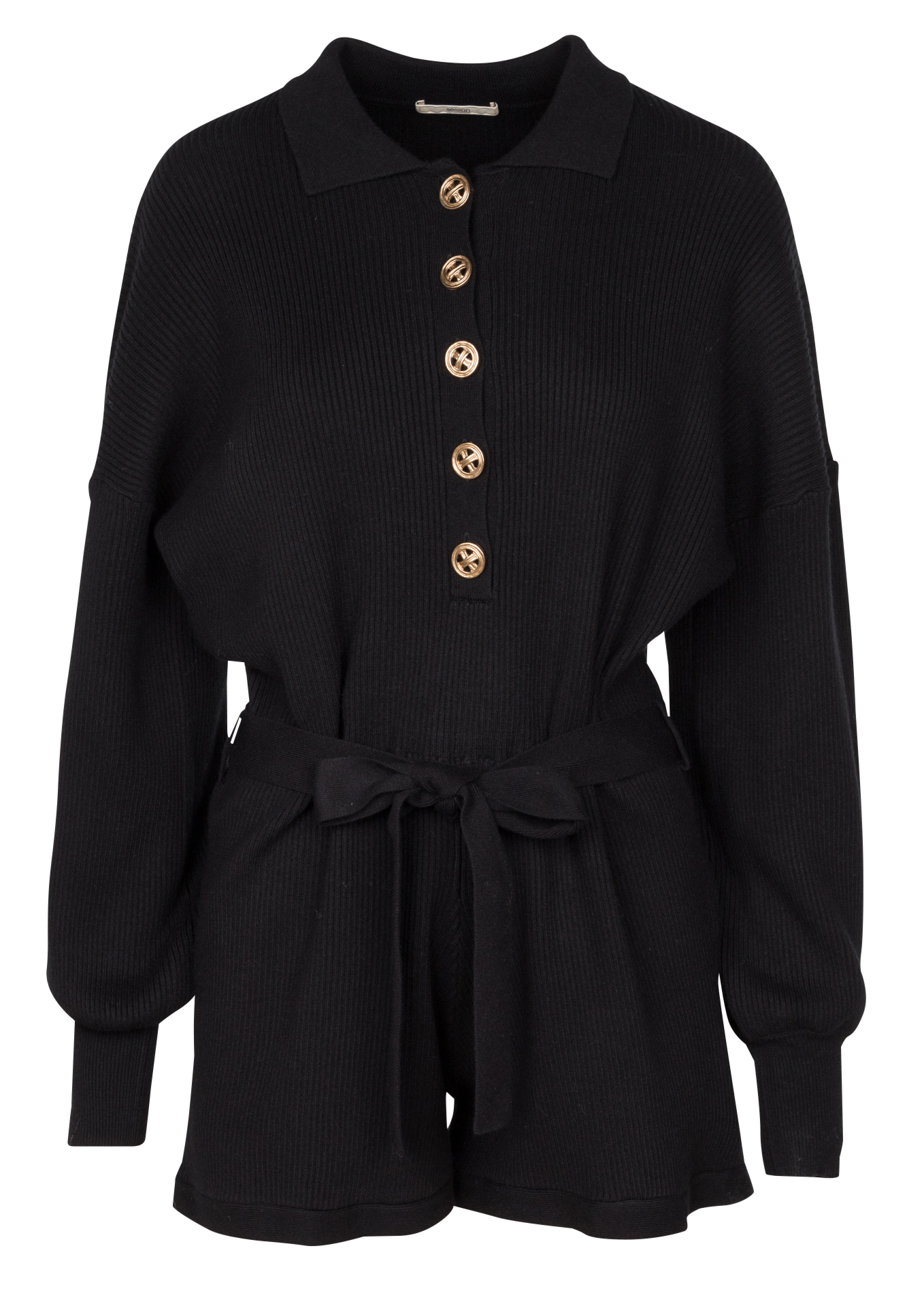 JOHNETTA - Combishort ceinturé en nylon mélangé| Noir