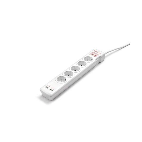 Salicru Extensão Quintupla Estabilizadora de Tensão 5 Tomada(s) Branco (1,5 Mts) Sps Safe 5  - SPSSAFE5