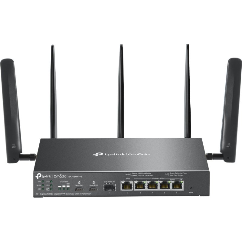 TP-Link Omada ER706WP-4G routeur sans fil Gigabit Ethernet Bi-bande (2,4 GHz / 5 GHz) Noir