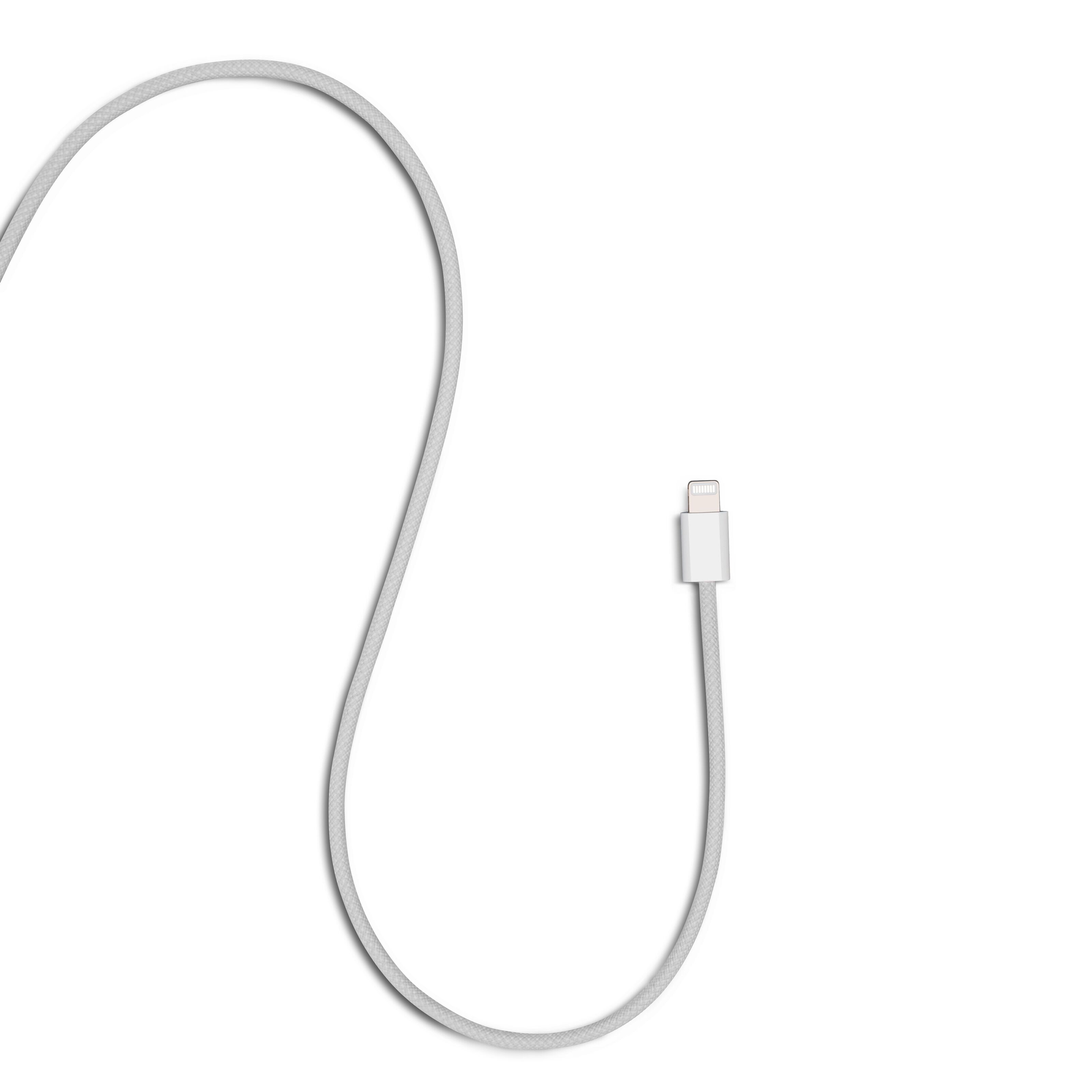 Linocell Flettet USB-C- til Lightning-kabel Hvit 0,5 m